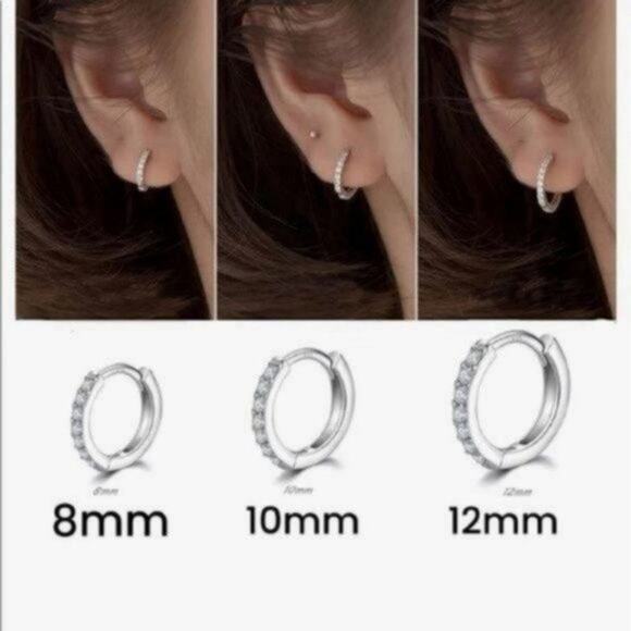 Sterling Silver Small Hoop Earrings 10MM - Picture 4 of 6